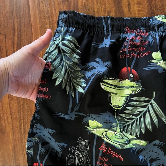 NWT Big Dogs Swim Trunks Black Tropical Dogarita Print Men’s size 5X - Picture 7 of 8